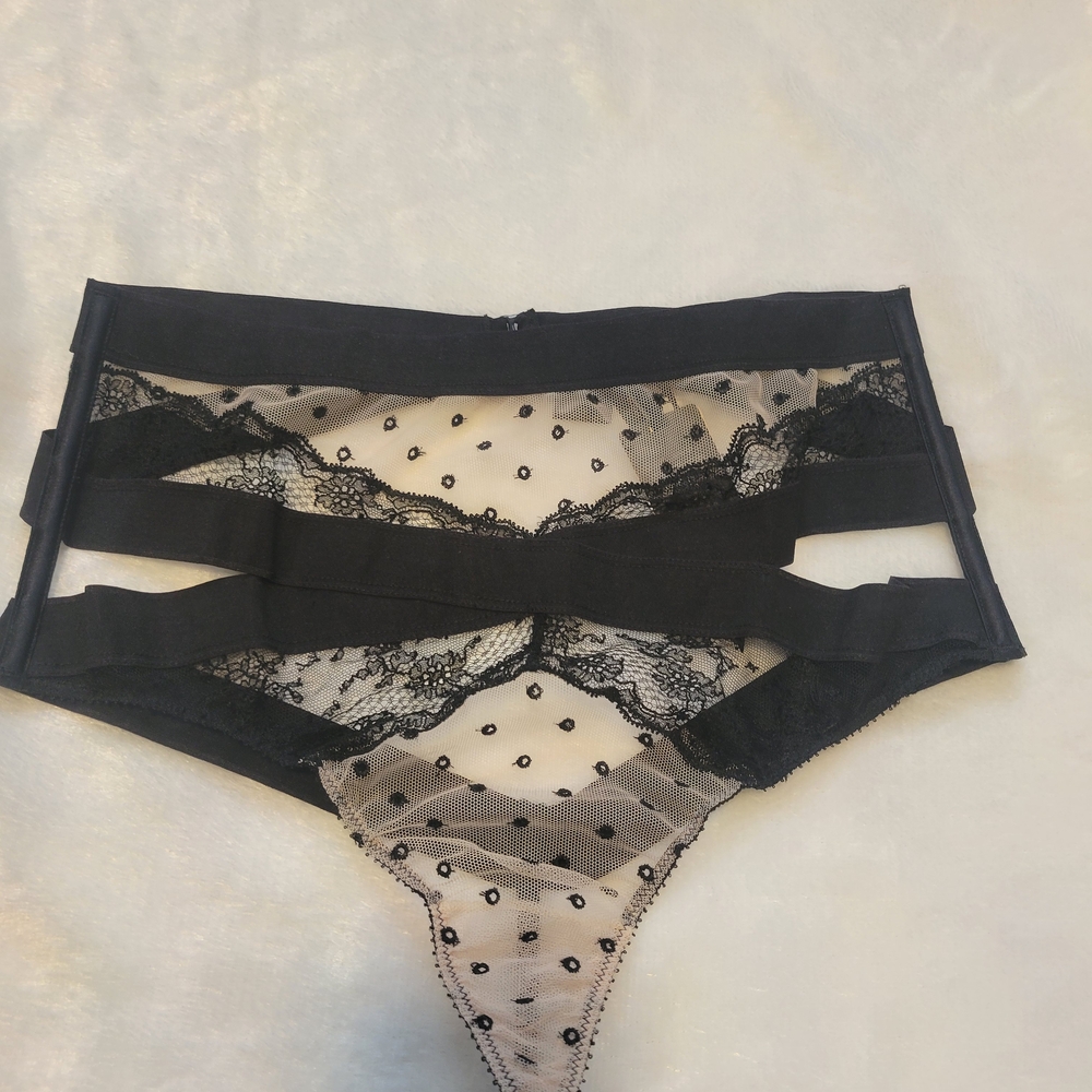 Victoria's Secret Black and Cream Lace Designer Collection Piece.